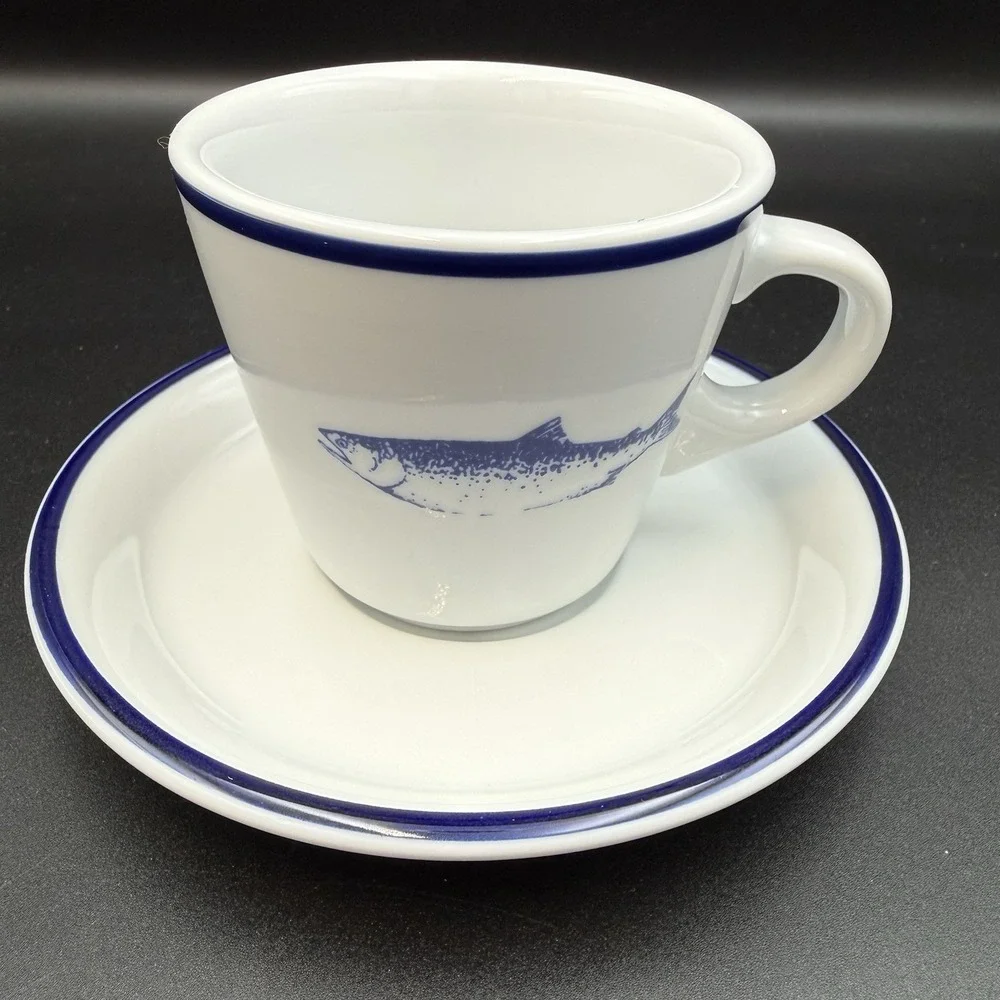 (1) Fish Cup by Lubiana And (1) Saucer by Ten Strawberry Street Poland